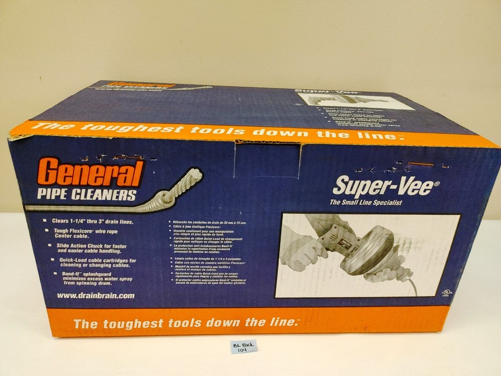 General Wire Super-Vee Drain and Sewer Cleaning Machine W/ 25&prime; x 1/4&Prime; Cable SV-F