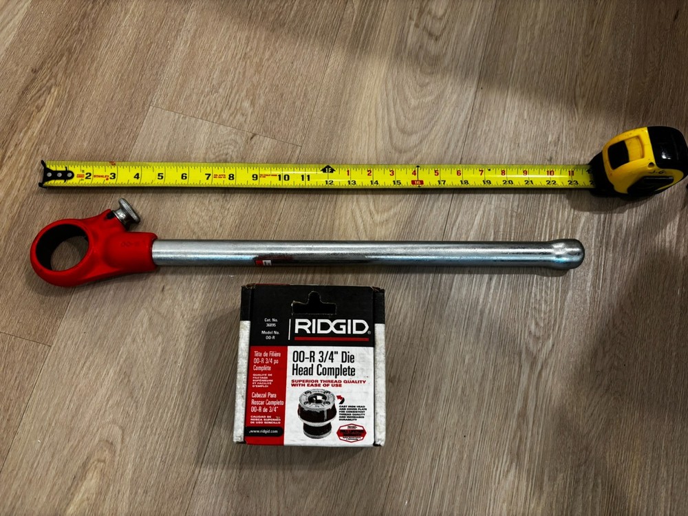 RIDGID 00-R 3/4&Prime; Pipe Threader Set 38540 Ratchet Handle + 36895 Die Head NEW USA