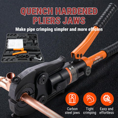 Hydraulic Copper Press Tool, 3 VUS Jaws (1/2&Prime;,3/4&Prime;,1&Prime;), 360&deg; Rotatable Head
