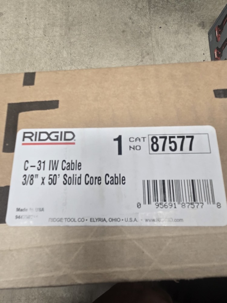 *RIDGID* C-31 IW SOLID CORE DRAIN CABLE *UNOPENED IN BOX* 3/8&Prime;X50&prime;