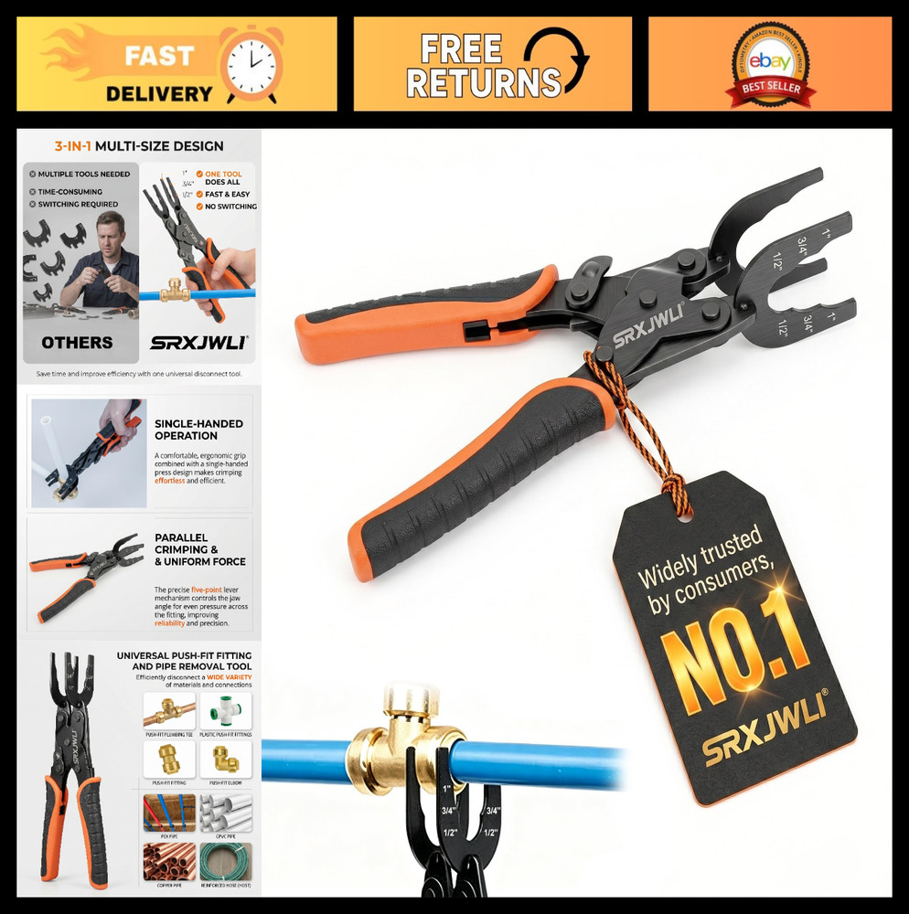 Pex Removal Tool &ndash; Push-In Clamp Pliers for Quick Disconnect of Rubber Hoses