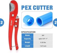 Angle PEX Crimping Tool w/ Pipe Cutter for 1/2&Prime; & 3/4&Prime; PEX Crimp Copper Rings