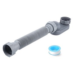 Low Profile 1 1/2 P Trap, Flexible Bathtub Shower Drain 1.5 inches, Gray