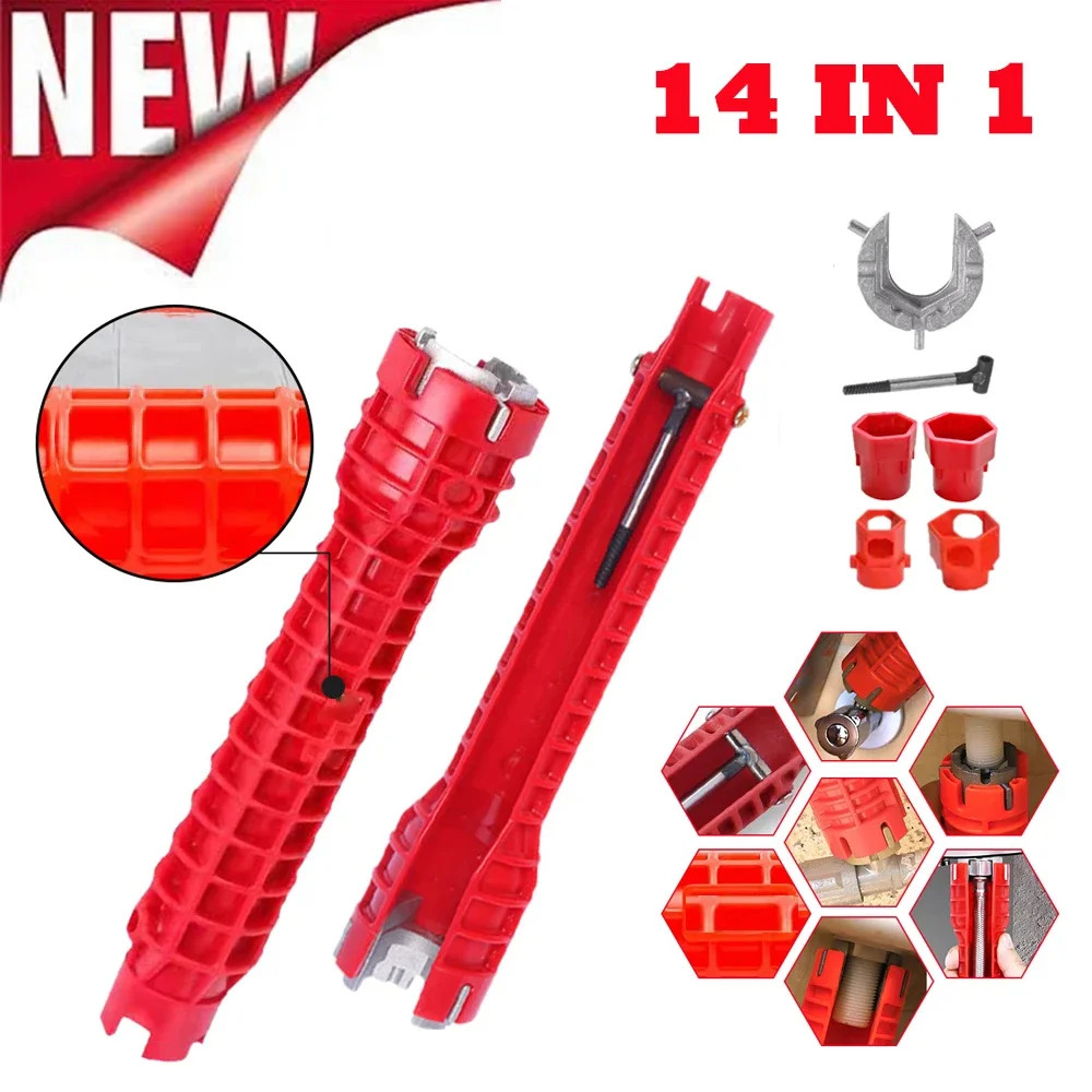 14 IN 1 14 in 1 Faucet Sink Installer Wrench Pipe Plumbing Tool Kit Bathroom Kit