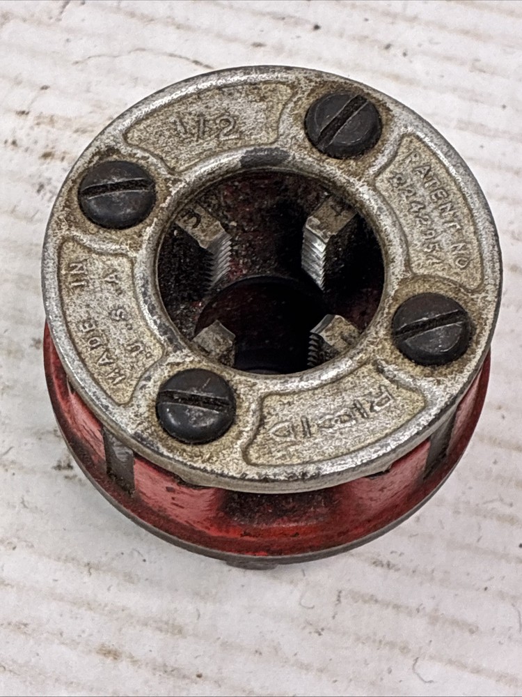 Ridgid 00-R Ratchet Pipe Threader 1/2&Prime; Threading Die Head Cutting Edges Great