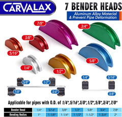 CARVALAX 90&deg; Ratcheting Tube Bender Kit &ndash; 7 Color-Coded Aluminum Heads for 1/4