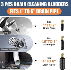 Drain Bladder Kit Unclog Pipe Cleaner for Bathroom Kitchen Shower Pool 3pcs
