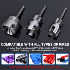 3PCS PVC Pipe Threader Kit &ndash; Dual-Function Internal & External Pipe Threading To