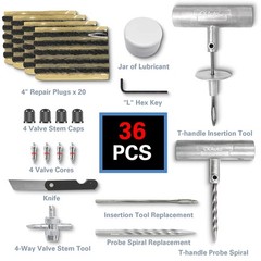 CKAuto Universal Tire Repair Kit, Heavy Duty Car Emergency Tool Kit for Flat &hellip;