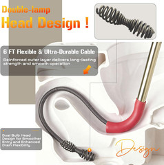56658 K-6P 6FT Toilet Auger Snake for Use Manually or with Drill, Telescopic for