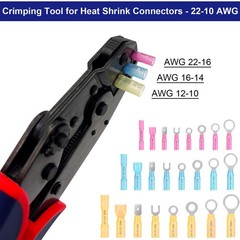Twippo Crimping Tool for Heat Shrink Connectors, Ratchet Blue and Red
