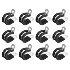 24Pcs 11/16&Prime; Cable Clamp R Shape Stainless Steel Rubber Cushioned Pipe Strap