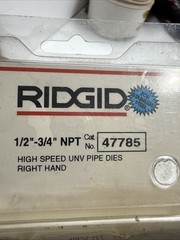 RIDGID 47785 Stainless Pipe Dies 1/2&Prime;-3/4&Prime; NPT High Speed Universal Lightly Used