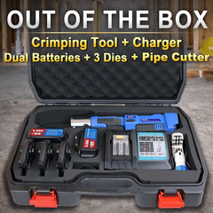 18V Cordless Pipe Press Tool Kit, Electric Hydraulic Press Tool with 1/2&Prime;, 3/4&Prime;,