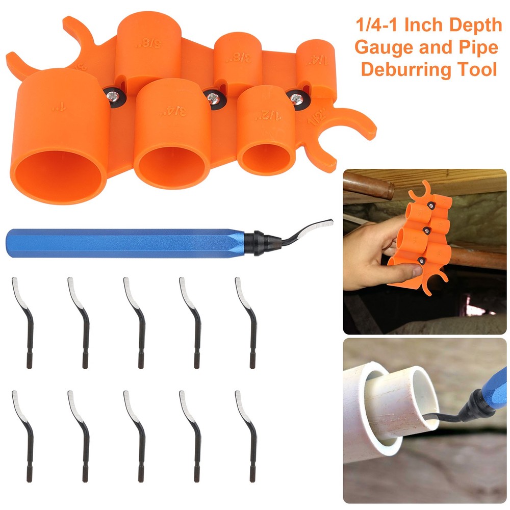 12Pcs 1/4-1&Prime; Depth Gauge and Pipe Deburring Tool for PEX Copper PVC CPVC Pipes