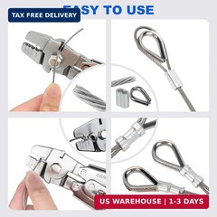 Sanuke Wire Rope Crimping Swaging Tool Cable Crimps up to 2.0mm with 140pcs 4siz