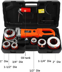 Portable Electric Pipe Threader Pipe Threading Machine with 6 Dies, 2300W Pipe