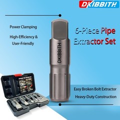 6-Piece Heavy Duty Pipe Extractor Set, Steel Tools for Removing Damaged Pipes &