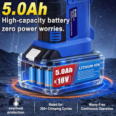 18V Cordless Pipe Press Tool Kit, Electric Hydraulic Press Tool with 1/2&Prime;, 3/4&Prime;,