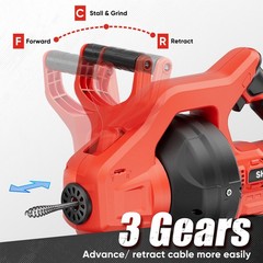 SHALL 20V Cordless Drain Auger, for 3/4&rsquo;&rsquo;-2&rsquo;&rsquo; Sewer Pipe, Sink Toilet Bathroom