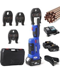 Pro Press Copper Pipe Crimping Tool Kit 2x 18v Battery Powered 1/2&Prime; 3/4 &ldquo;1&rdquo;