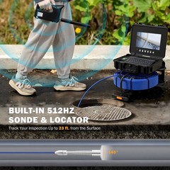 Creworks 165ft Self-Leveling Sewer Inspection Camera 10.1 in. Locator Wheels US