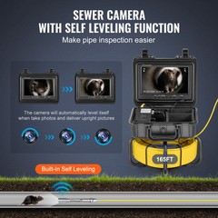 Sewer Camera 165 ft/50m Self-Leveling Drain Camera with 9&Prime; Screen 36X Zoom