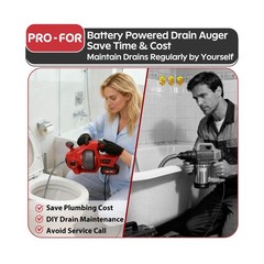 20V Cordless Electric Drain Auger, 25Ft Auto-Feed Drain Snake, Replaceable Ca&hellip;