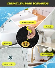 35inch Drain Clog Remover, Cleaner Hair lemon green+cool gray