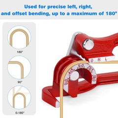 3-in-1 Tube Bender Tool, 180&deg; Copper Pipe Bender for 1/4&Prime;, 5/16&Prime;, 3/8&Prime; Pipes