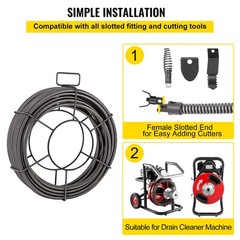 VEVOR Drain Cable Sewer Cable 75Ft 1/2In Drain Cleaning Cable Auger Snake Pipe