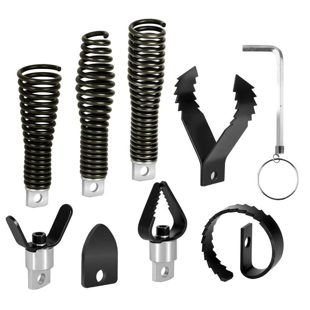 8-Piece Drain Snake Drill Attachment, Cutter and Auger Set, with 50FT-100FT D&hellip;