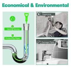 Longer Drain Clog Remover Sink Snake: 3 Pcs Hair Tools for Green
