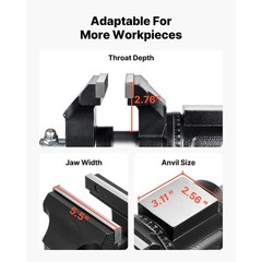 Heavy Duty Bench Vise, 5.5&Prime; Jaw Width, Double Swivel Rotating Multi &ndash; Purpose
