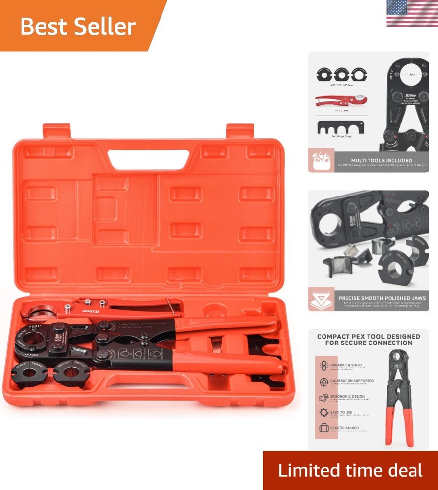 iCrimp PEX Pipe Crimping Tool Kit &ndash; Meets ASTM F1807, Free Gauge & Cutter