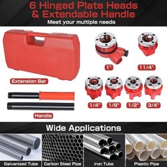 Manual Ratchet Pipe Threader Kit with 6 Dies &ndash; 1/4&Prime; to 1-1/4&Prime; Pipe Tool