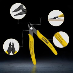 5 Pack Flush Wire Cutters Snips, 5 Inch Micro Flush Cutting Pliers | Spring Load