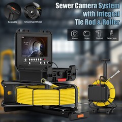 50m Sewer Pipe Inspection Camera w/ 512hz Self Leveling 9&Prime; Monitor Meter Counter
