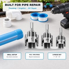 PVC Pipe Threader Kit 3PCS Internal External Threading Tool NPT Die Set