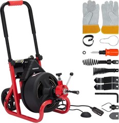 Drain Cleaner Machine Electric Drain Auger 75FT x 1/2 Inch Auto Feed Cutters New
