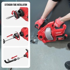 Cordless Drain Snake 25Ft Cable Clog Remover Tool 20V Battery Sink Toilet