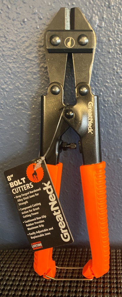 GreatNeck 8&Prime; Bolt Cutters BC8 Drop Forged Hardened Alloy Steel Compound Action