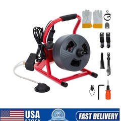 50Ft x 5/16&Prime; Drain Cleaner Machine Auger Sewer Snake w/ Cutters fit 3/4-3&Prime; Pipes
