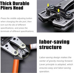 Battery Terminal Cable Crimping Tool AWG 1/0, 2, 4, 6,8,10 for Electrician Wire
