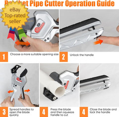 PVC Pipe Cutter, 3-Gear Adjustable Cut up to 2-1/2&rdquo;, Ratchet Pipe Cutter Tool He