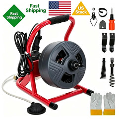 50Ft x 5/16 Inch Drain Cleaner Machine, Electric Drain Auger Cleaner Sewer Snake