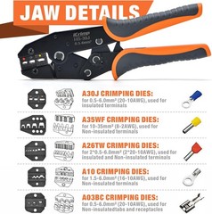 IWISS iCrimp Ratchet Crimping Tool Set with 5 Jaws for Insulated/Non-Insulated T