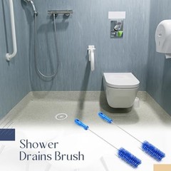2 Pack Flexible Drain Brush &ndash; 19.7&Prime; Pipe Cleaning Tool for Shower & Tub, Blue