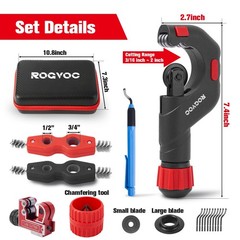 Copper Pipe Cutter Kit 5-50 mm Tube Deburring Tool HVAC Plumbing Tool Set Black
