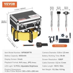 VEVOR Sewer Camera 165ft/50m Self-Leveling Drain Camera with 9&Prime; Screen 36X Zoom